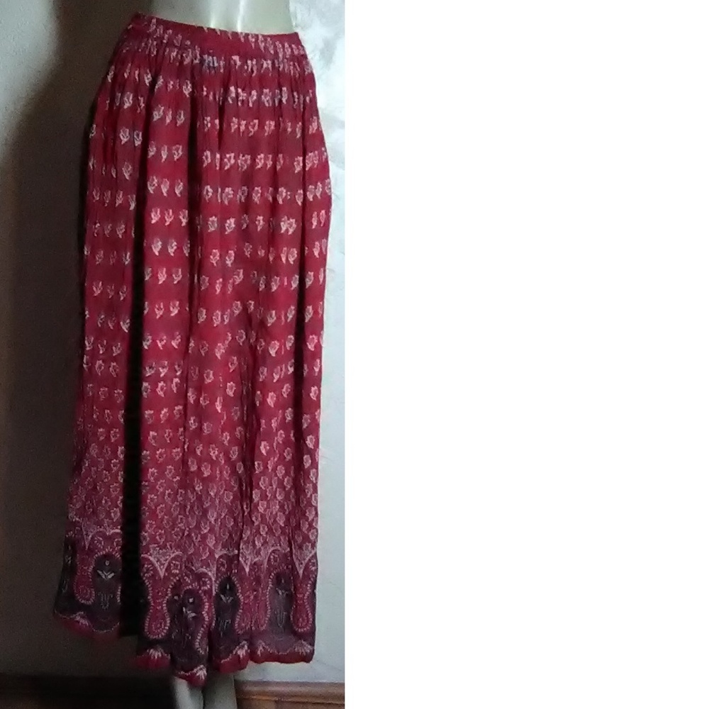 Neo Nostalgia  Red Print Boho Skirt Size S - Picture 3 of 6